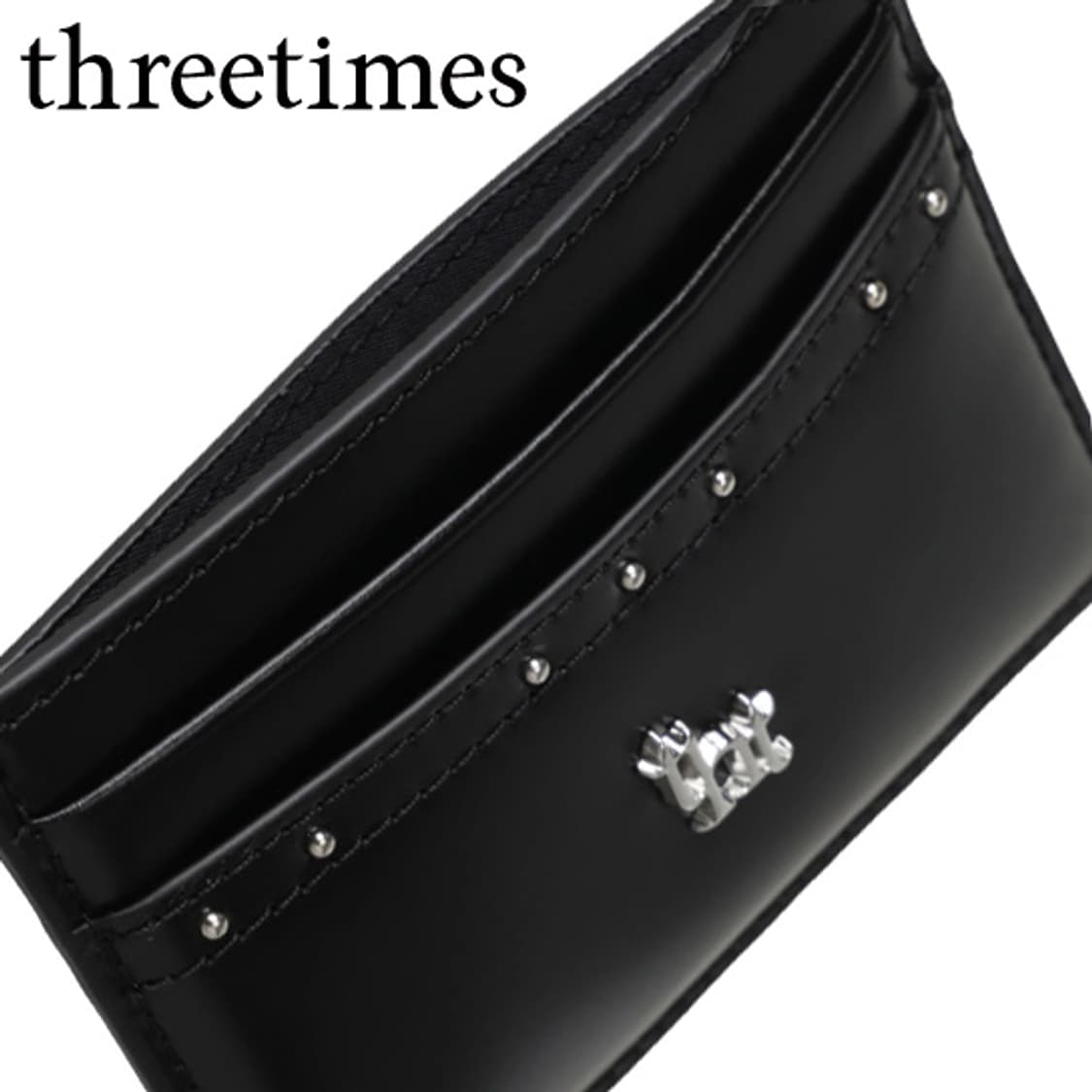 [정품] THREETIMES 쓰리타임즈 클래식 스터드 소가죽 카드지갑 상품이미지1