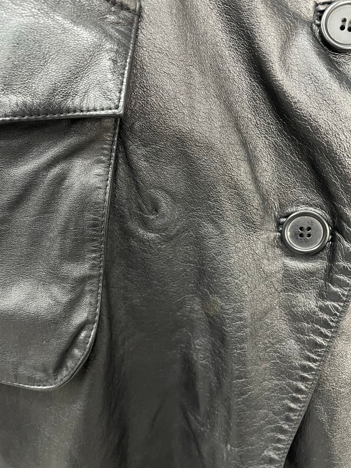 빈티지 블랙 가죽 트렌치코트 H1121 상품이미지9