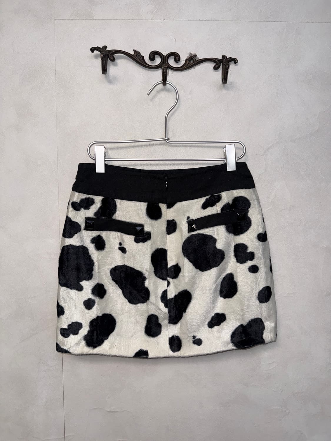 Black & white dalmatian fur mini skirt  상품이미지3