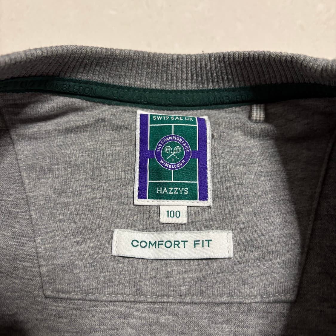 정품 헤지스 윔블던 빅플래그 배색 맨투맨 그레이 상품이미지8