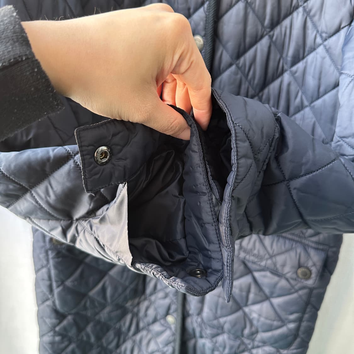 바버 롱 퀼팅 자켓 네이비 UK 10 사이즈(90) 상품이미지9