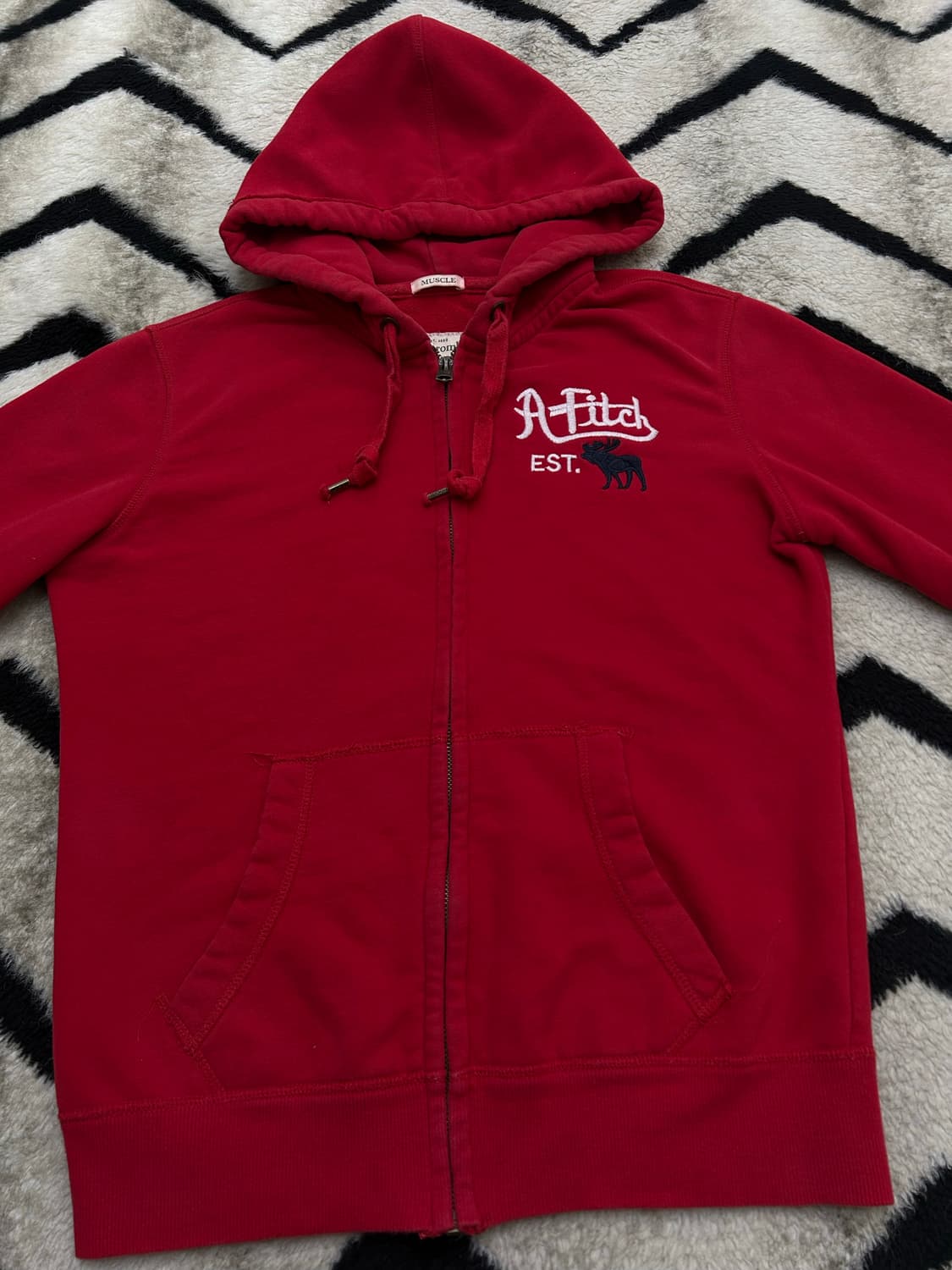 [M]아베크롬비 후드집업/레드/기모 상품이미지3