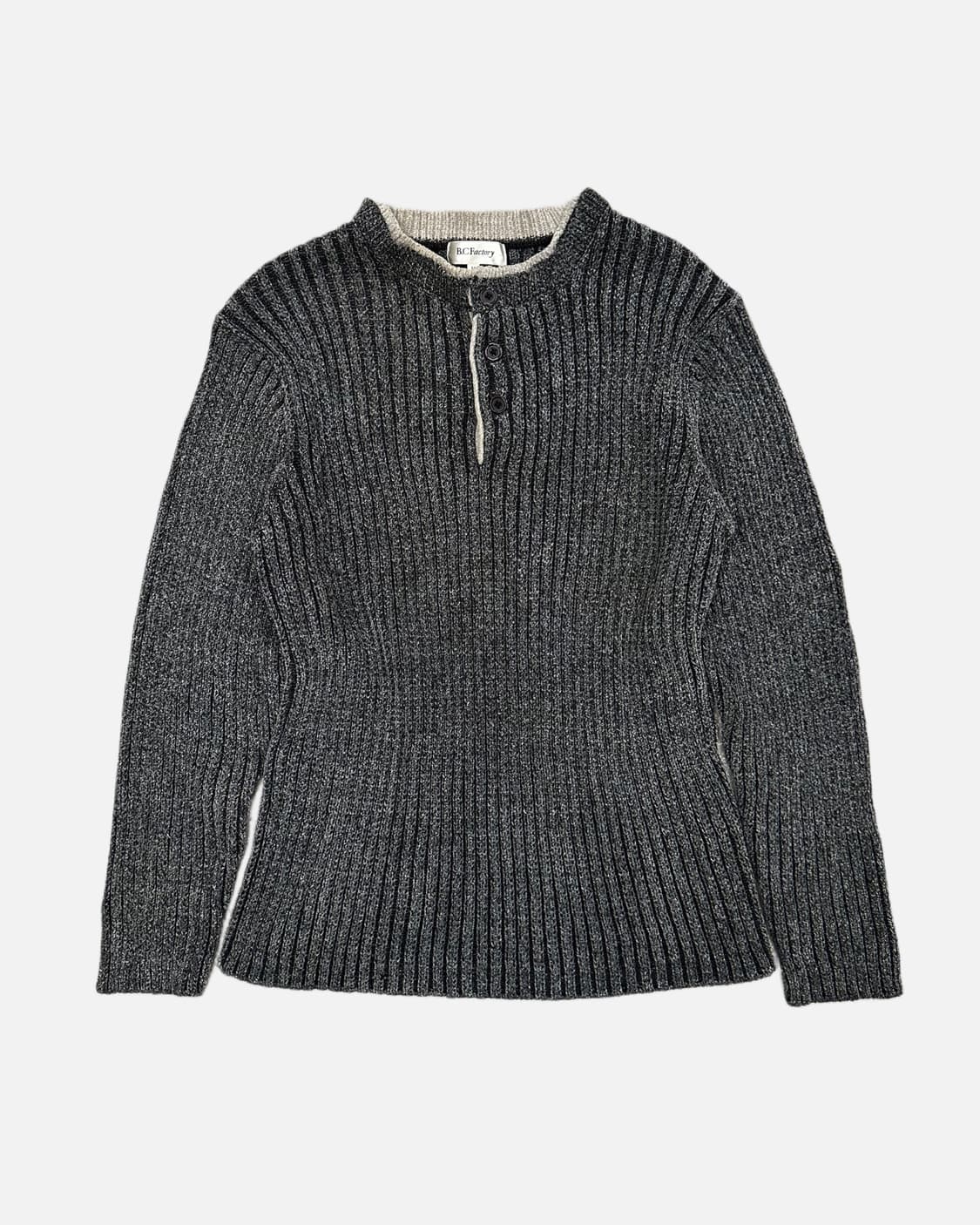 grunge ribbed button-neck knit 상품이미지1
