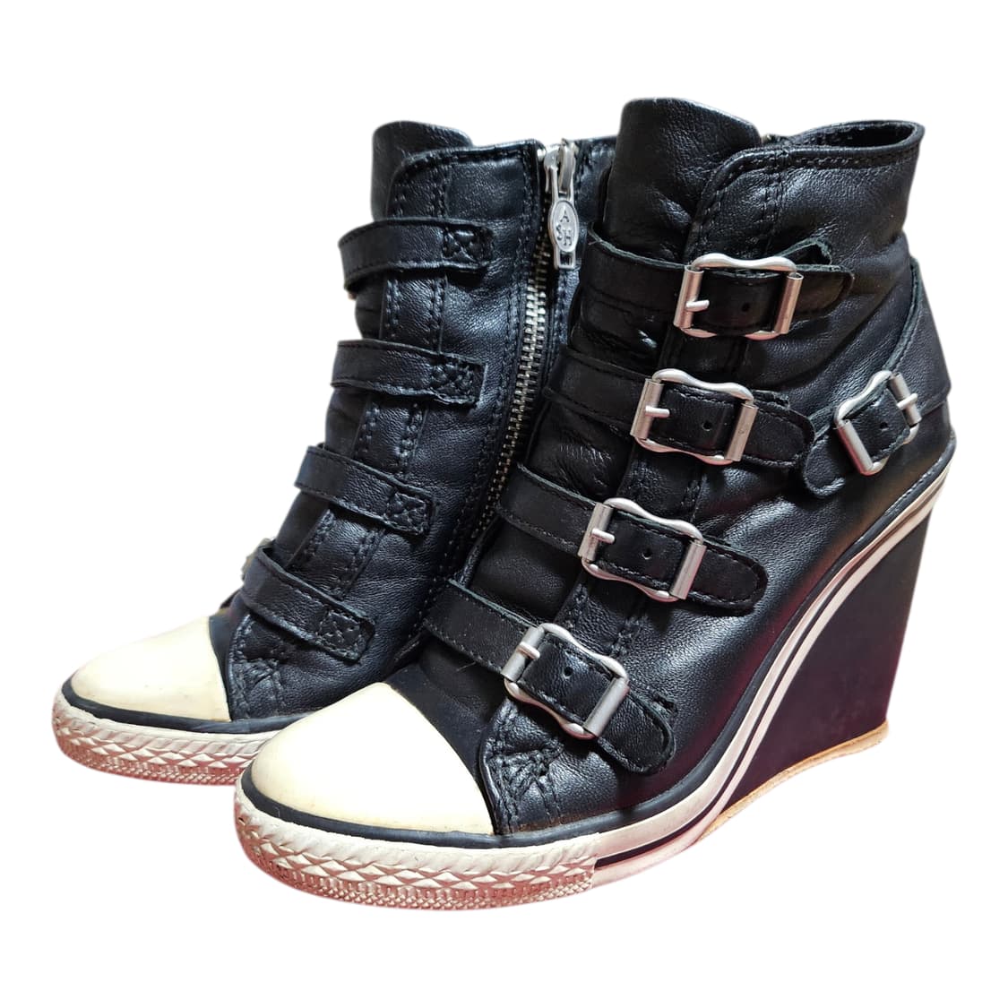 [정품] ASH 아쉬 웨지힐 스니커즈 35M 블랙 버클 하이탑 키높이운동 상품이미지3