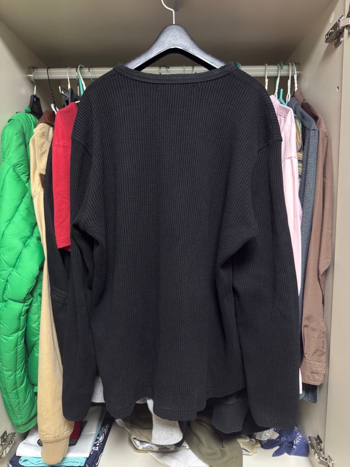 Htae 90’s Thermal Henley Neck Gym Black 상품이미지3