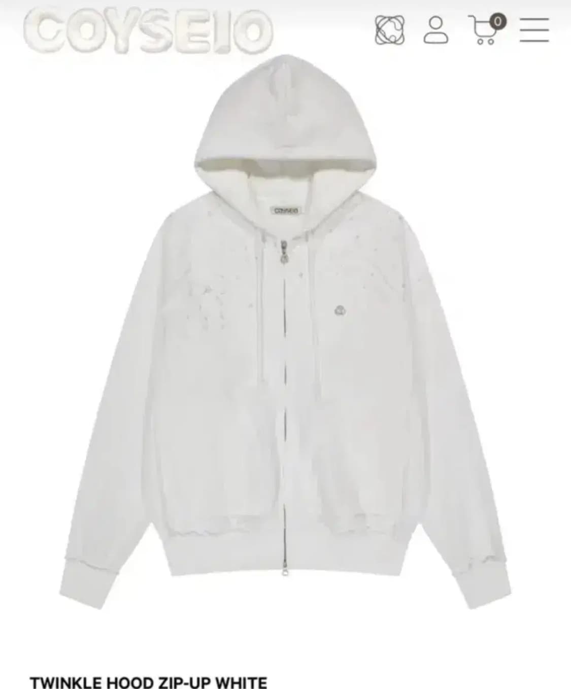 코이세이오 트윙클 후드집업 화이트 상품이미지1