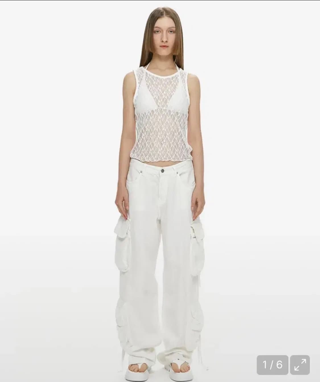 모어댄파라다이스 LINEN CARGO DENIM WHITE 1사이즈 상품이미지1