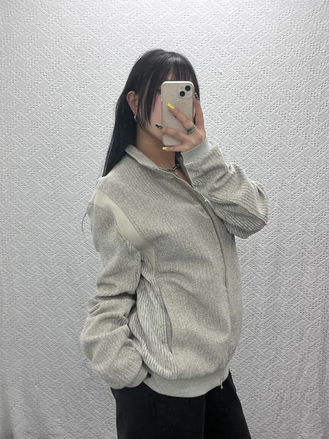 엑슬림 xlim ep6 유니트 트위드 니트 져지 집업 자켓 C07450 상품이미지2