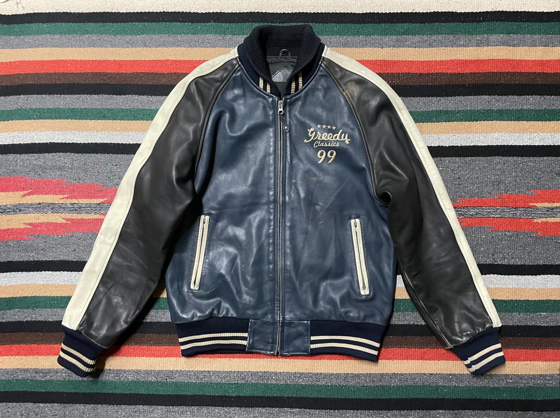 그리디 빈티지 가죽 바시티 자켓- M~L 상품이미지1