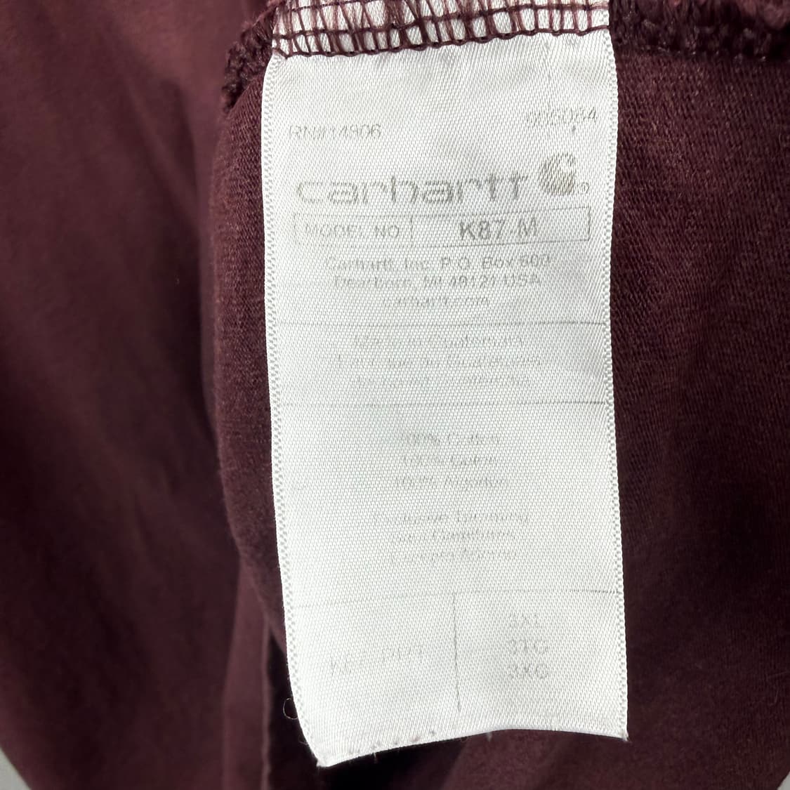 (3XL) 칼하트 포켓 반팔 티 버건디 상품이미지4