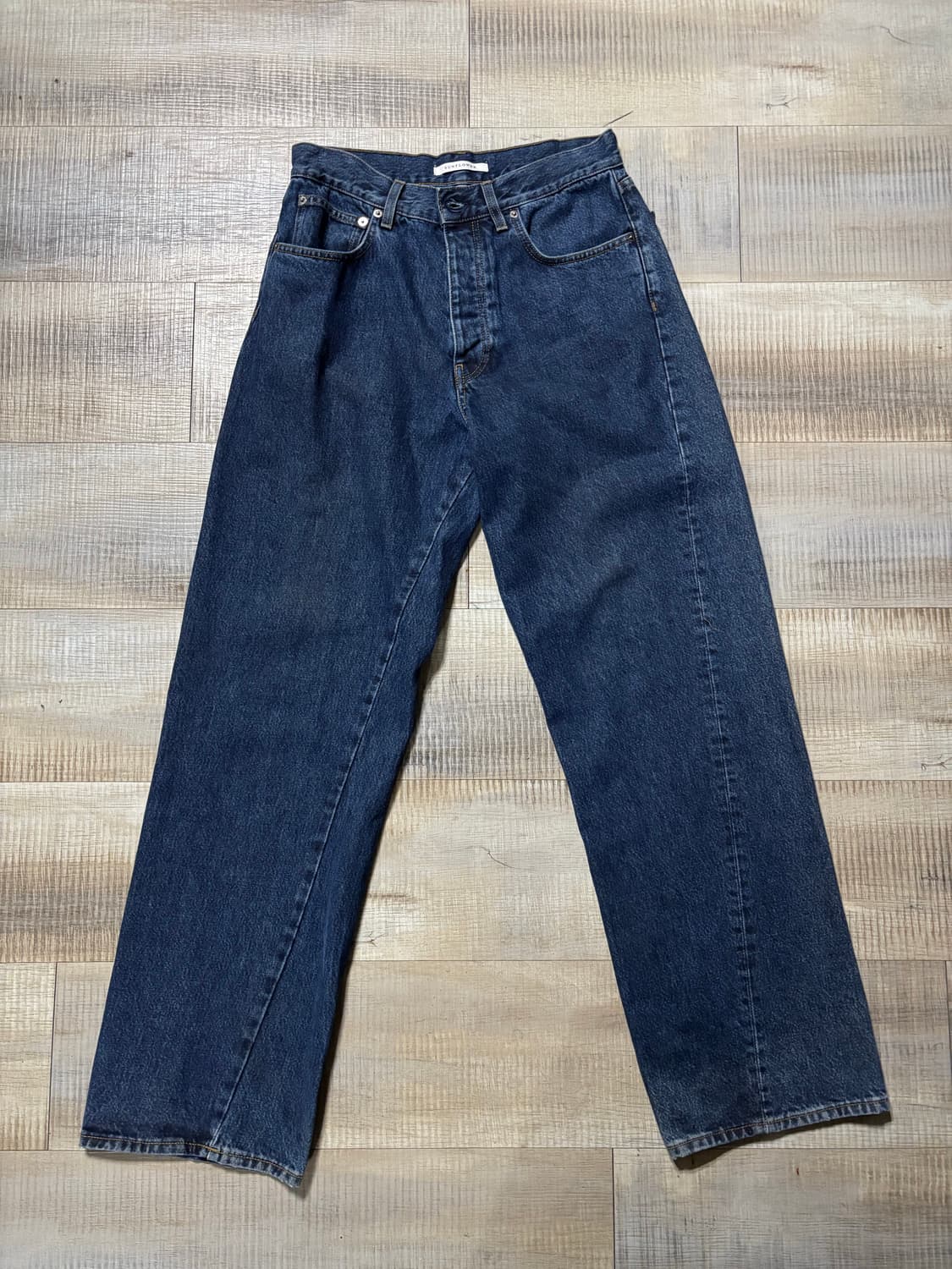 [28] 선플라워 와이드 트위스트 데님 팬츠 블루 린스 상품이미지1