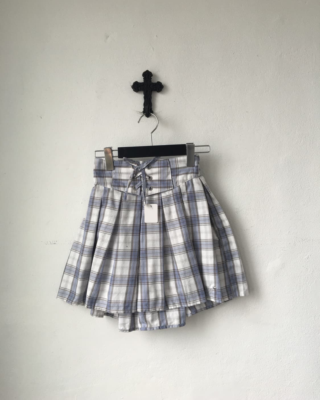 Lace up check pattern short 상품이미지1