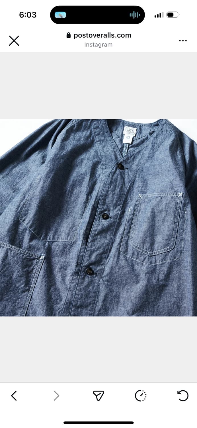 택포) 포스트오버롤즈 45dv 미디엄웨이트샴브레이 L사이즈 판매 상품이미지3