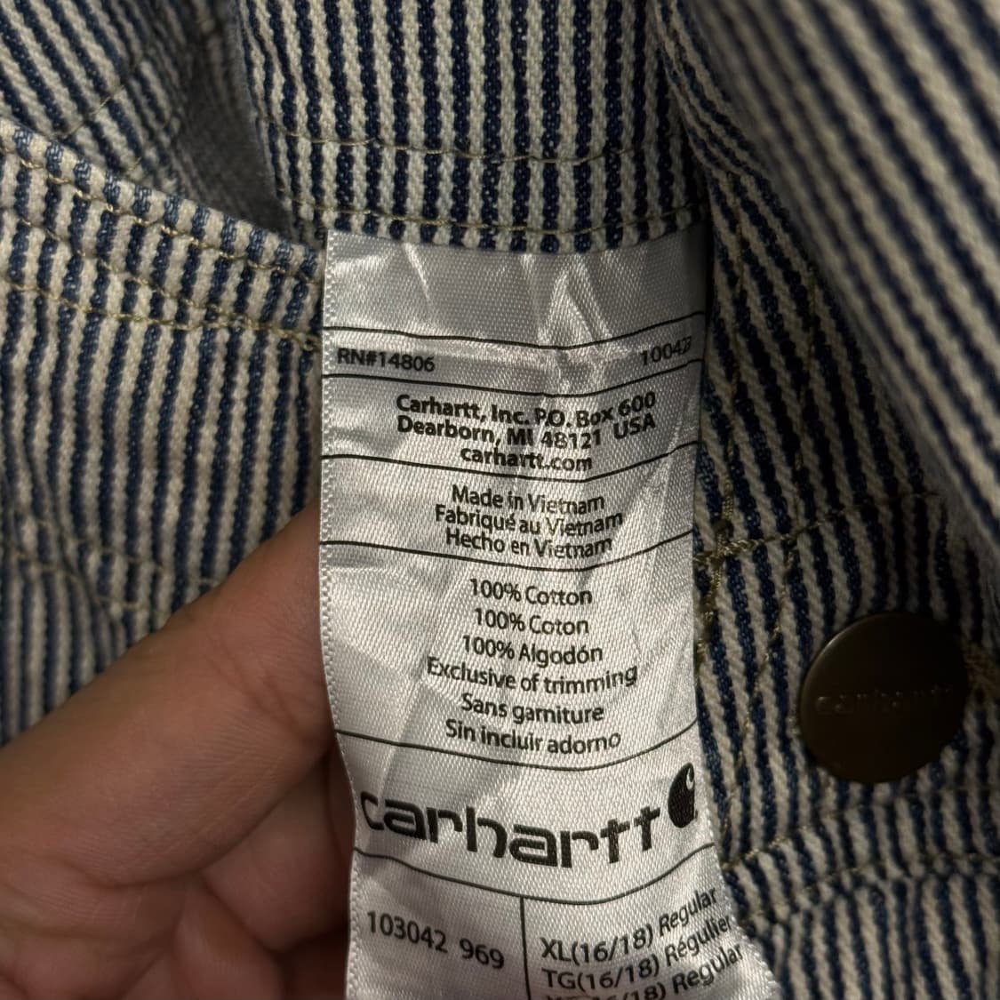 칼하트 오리지널 빈티지 히코리 패턴 워크 오버롤 카펜터 와바시 N253 상품이미지5