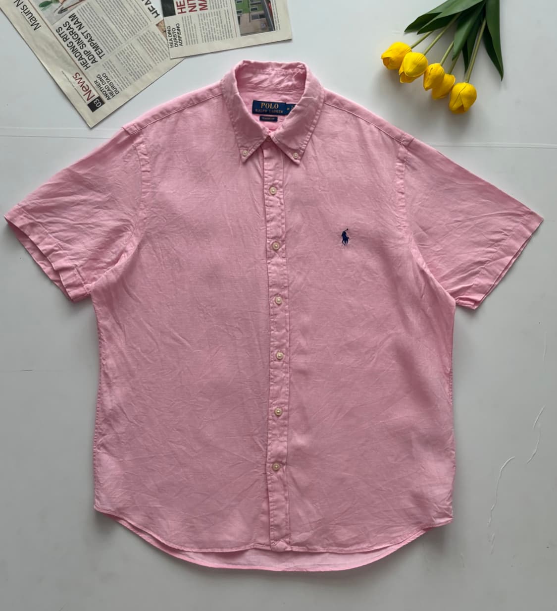 Polo 폴로랄프로렌 QR 린넨 반팔 셔츠 상품이미지2