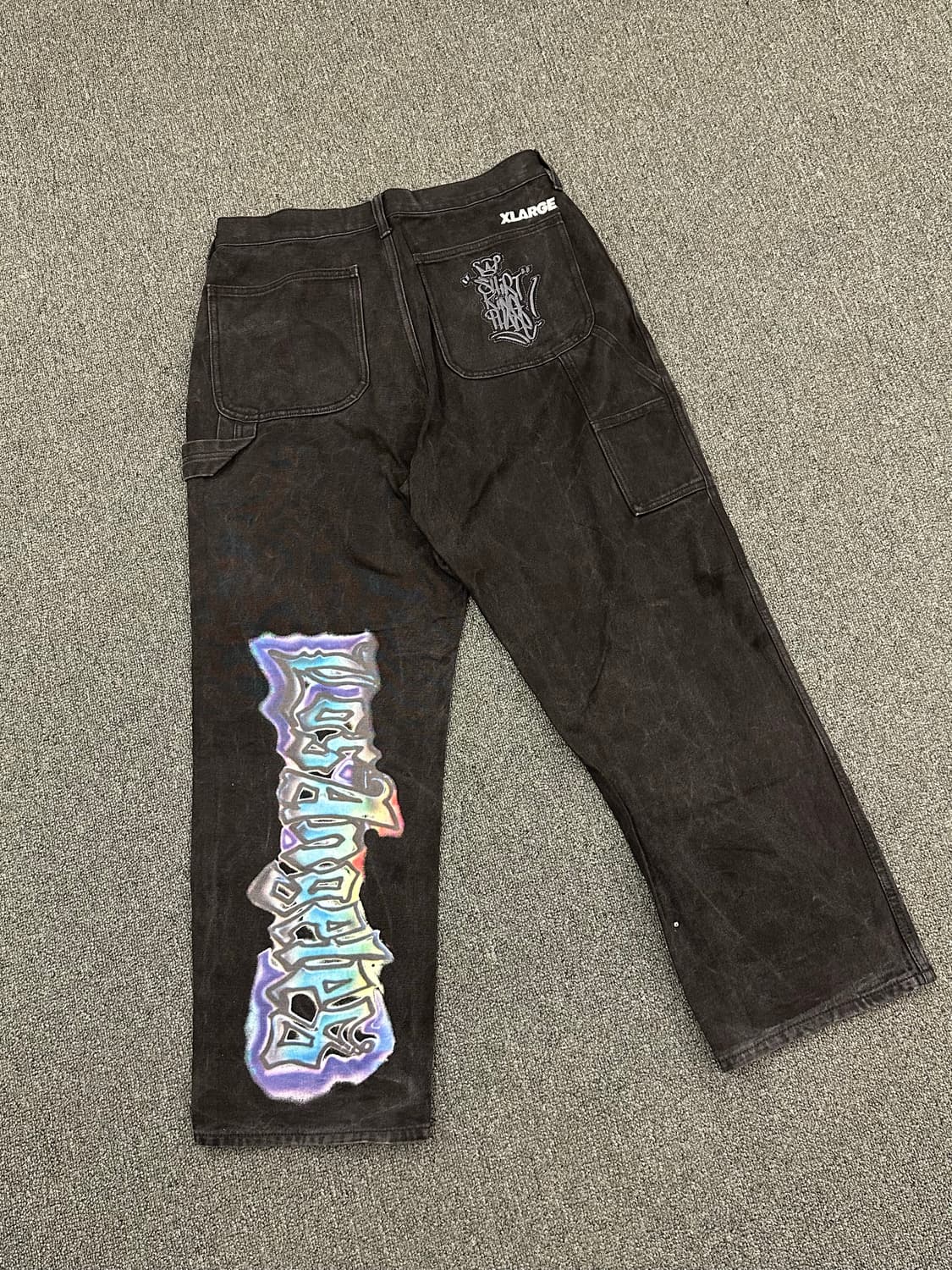 32)XLARGE 빈티지 블랙 그래픽 카펜터 팬츠 상품이미지1