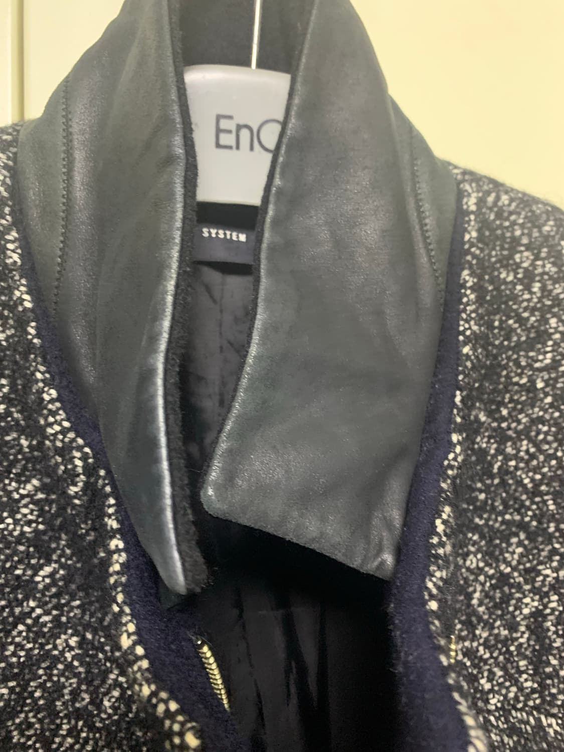 시스템 트위드 가죽매칭 코트 상품이미지6