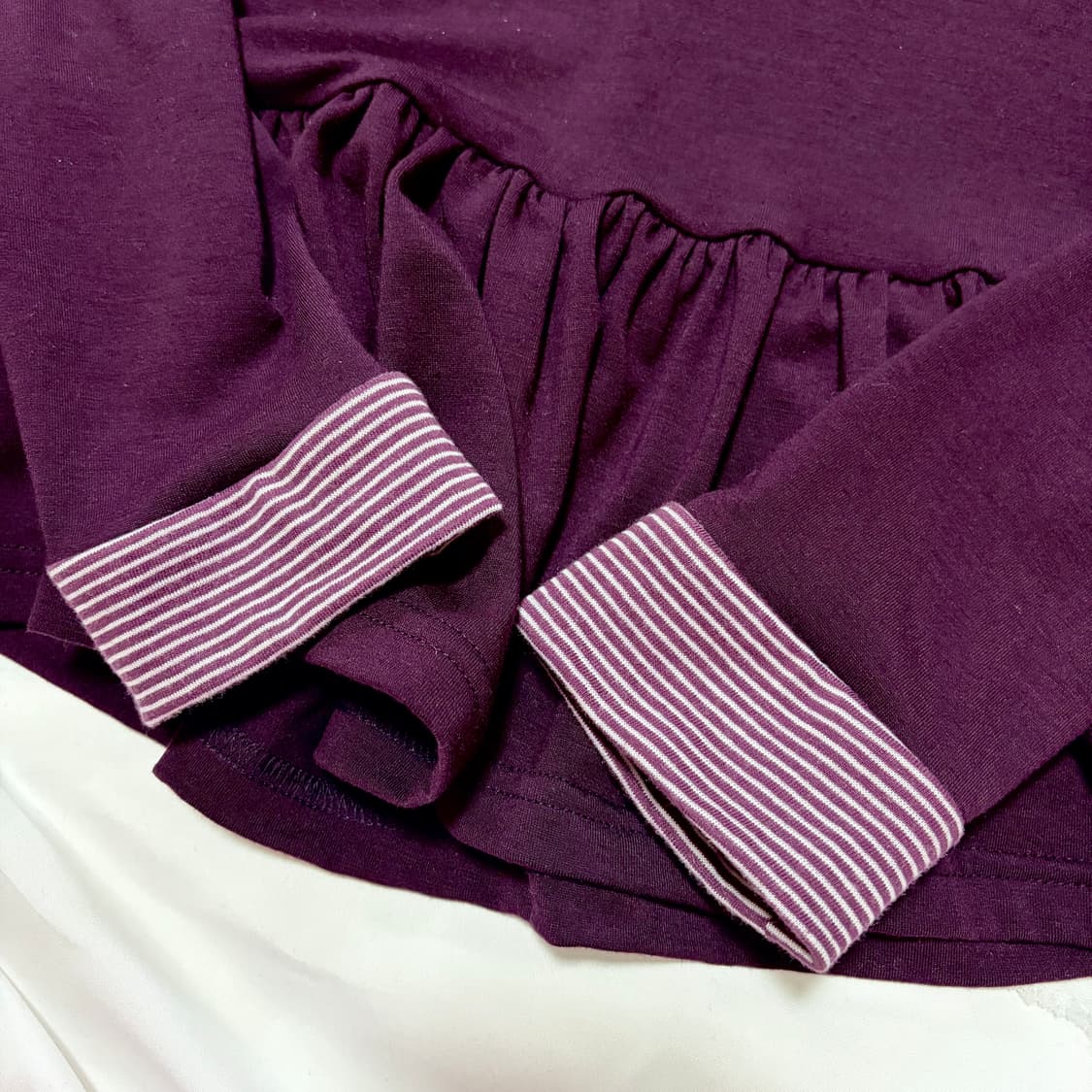 새상품) 미헤브 mihev 프릴 레이어드 후드 퍼플 상품이미지5