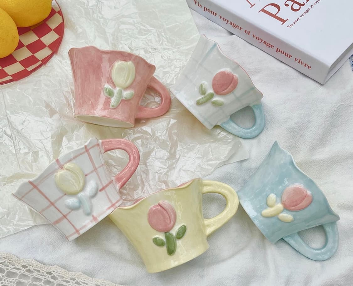 [새상품] 튤립 도자기 커피잔 상품이미지1