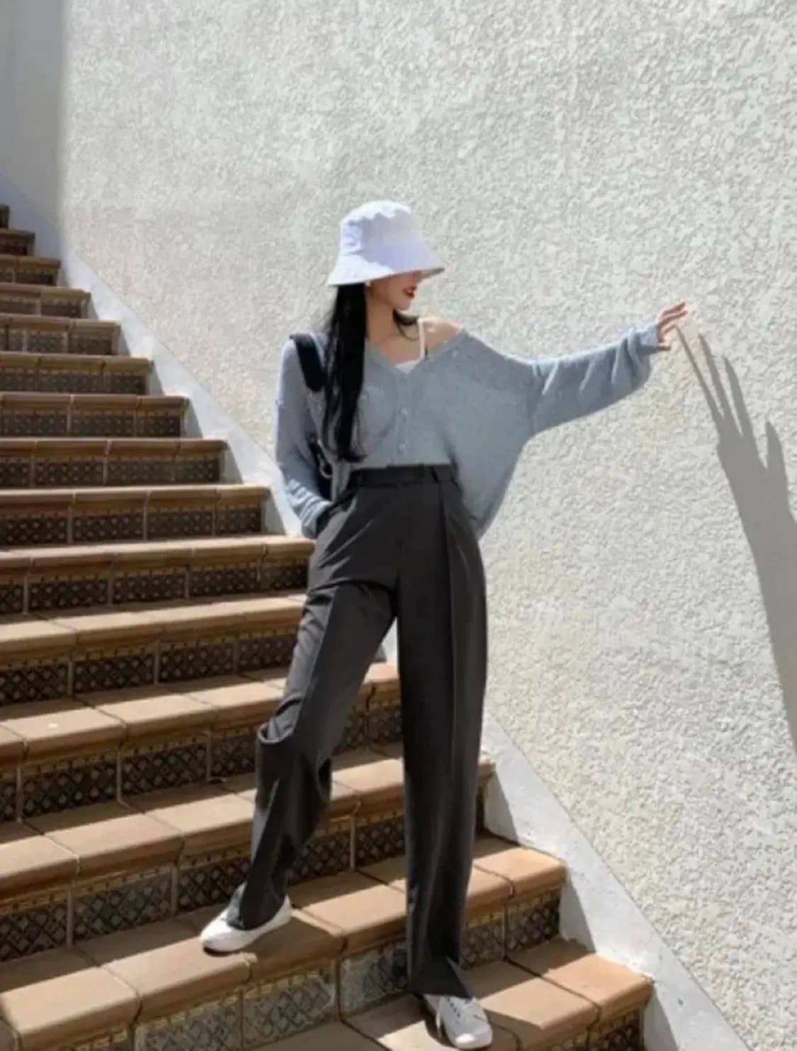 [S]룩넌 하이웨스트 차콜모카 슬랙스 팬츠 상품이미지1