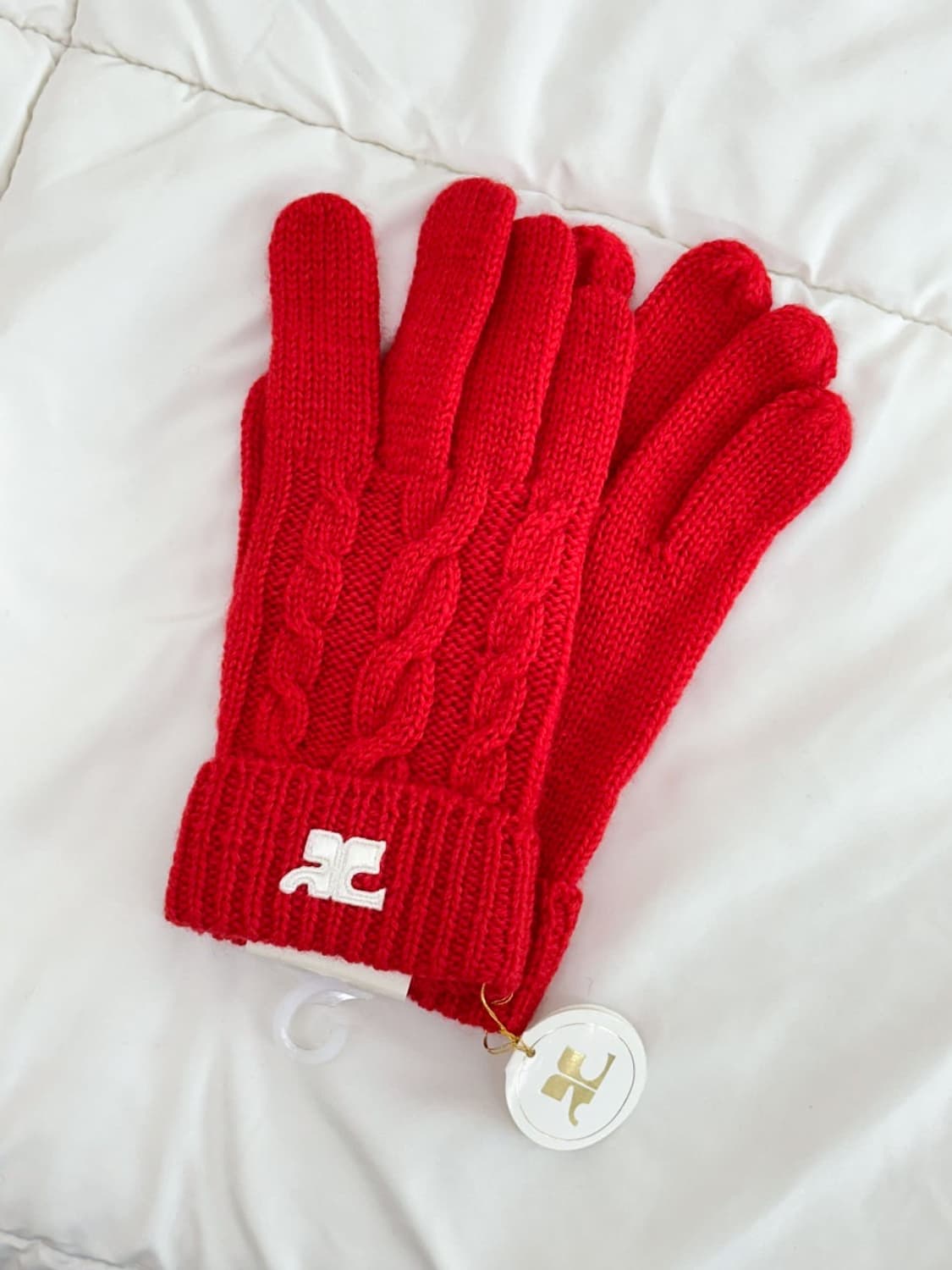 [새상품] courreges / 꾸레쥬 레드 울 장갑  상품이미지3