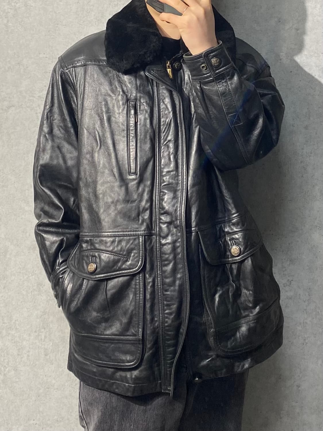 [95] 90s London Fog 런던포그 양가죽 레더 코트 상품이미지10