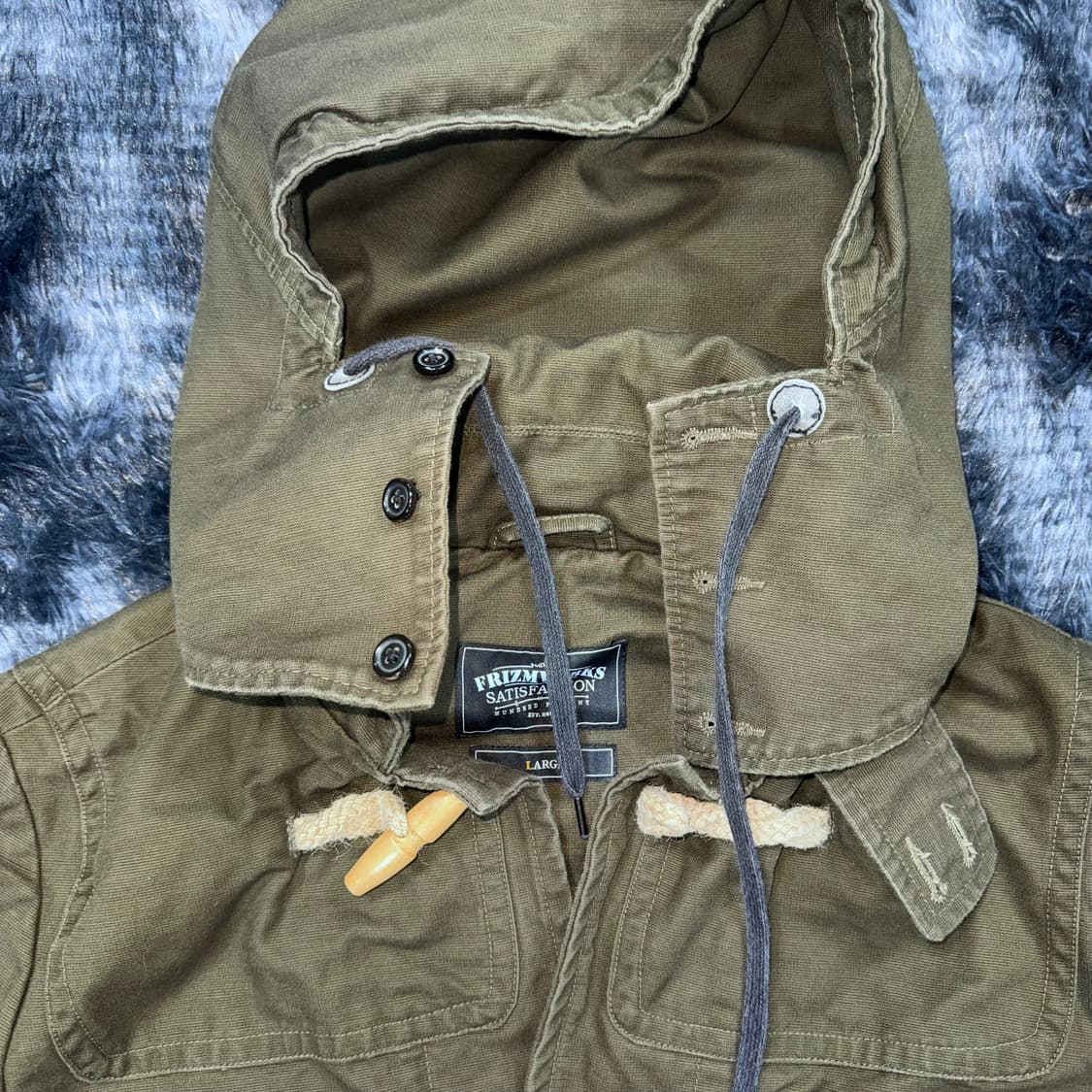 투티/ 0091 프리즘웍스 후드 더플 트랜치 코트 떡볶이 카키 상품이미지5