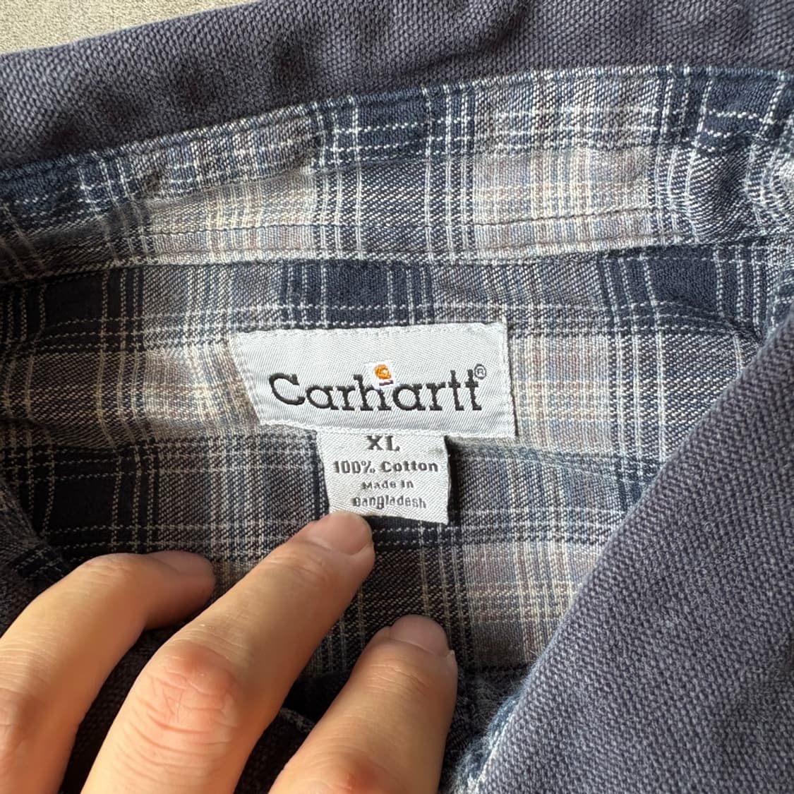 칼하트 정품 네이비 라이닝 체크 워크 셔츠 상품이미지7