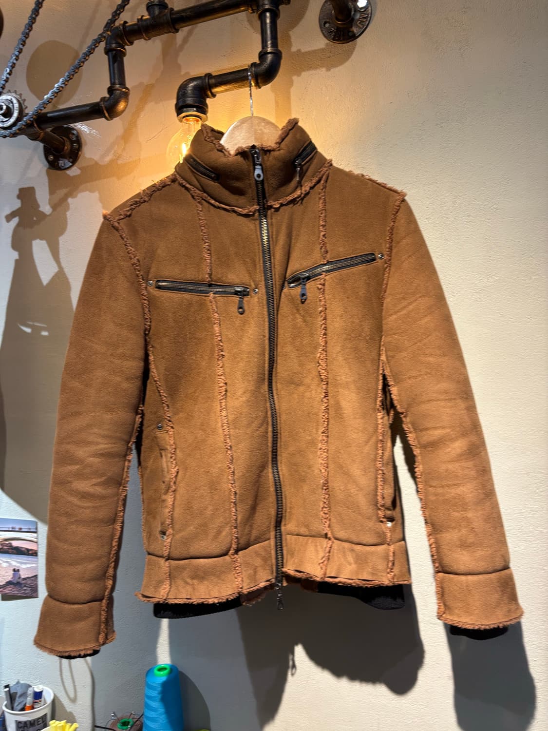 브라운 패치 쉐르퍼 무스탕 자켓 상품이미지2