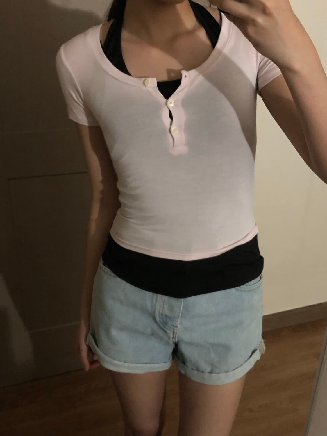 미니포에 버튼 반팔티 핑크 상품이미지3