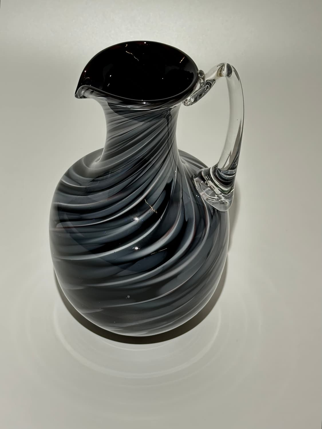 일본 빈티지 쿠라타 아트글라스 블랙&그레이 화병 피처 상품이미지7