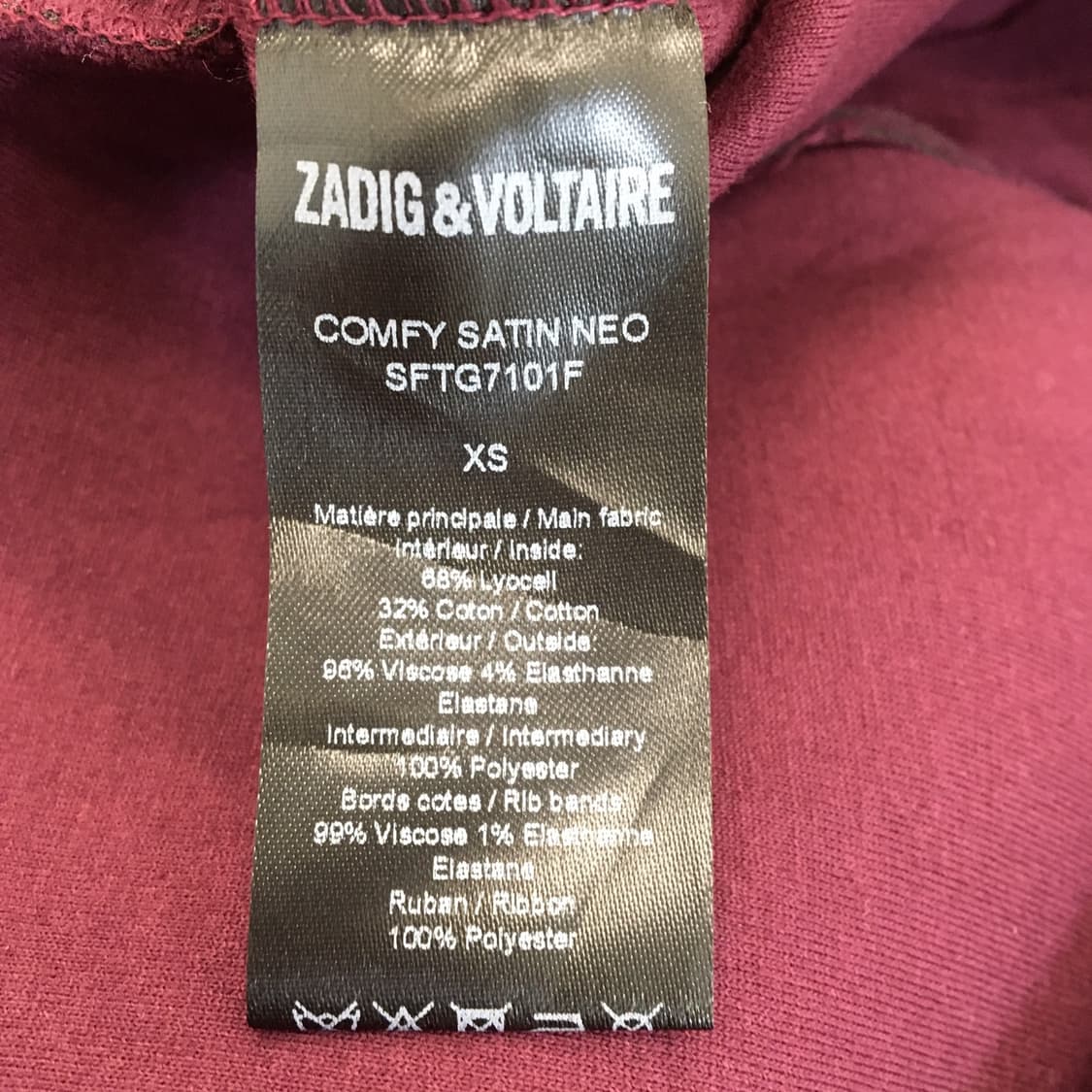 쟈딕앤볼테드 콤피 버건디 후드집업 XS  상품이미지6