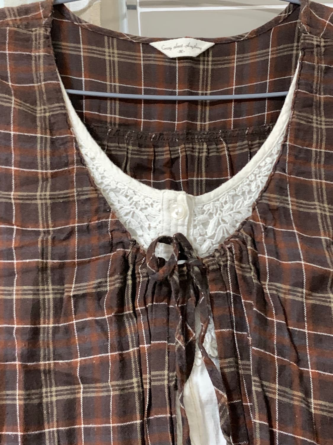 빈티지 브라운 체크 블라우스 바선생 상품이미지2