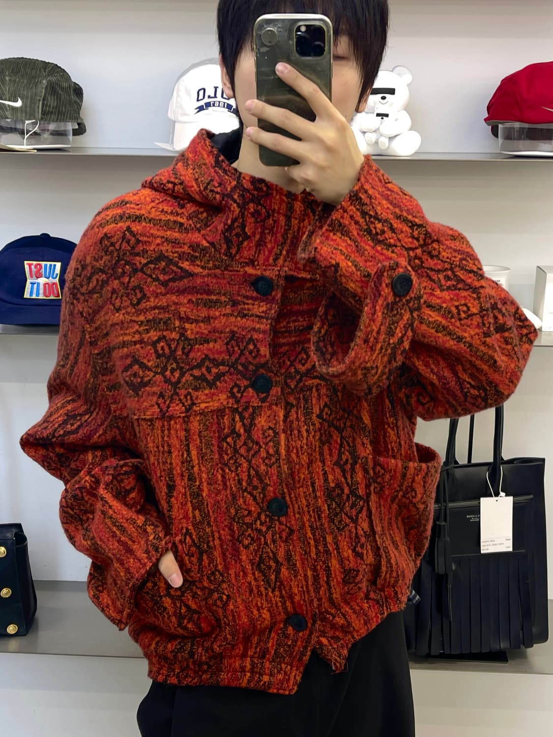 쿠지 90s 에스닉 아즈텍 울 후드 자켓 상품이미지1