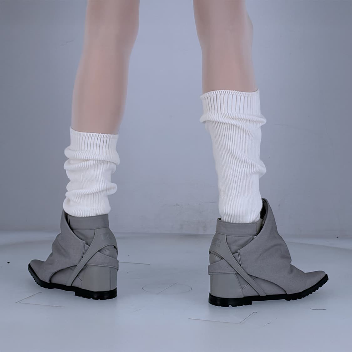 (260) 25AW 패디드-커버드 웻지 힐 01 / 애쉬 그레이 상품이미지6