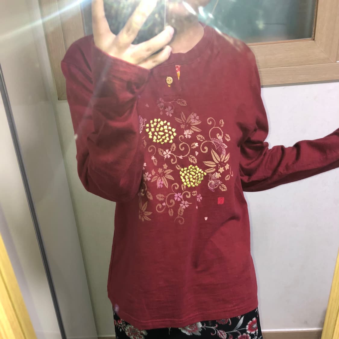 빈티지 구제 오리엔탈 자수 긴팔 티셔츠 롱슬리브 y2k 상품이미지5