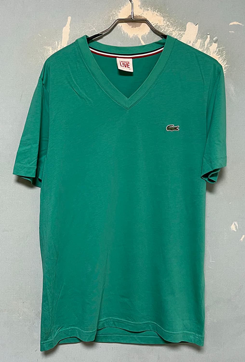 LACOSTE 라코스테 라이브 여자 브이넥 반팔티 그린 L 100 77 상품이미지1