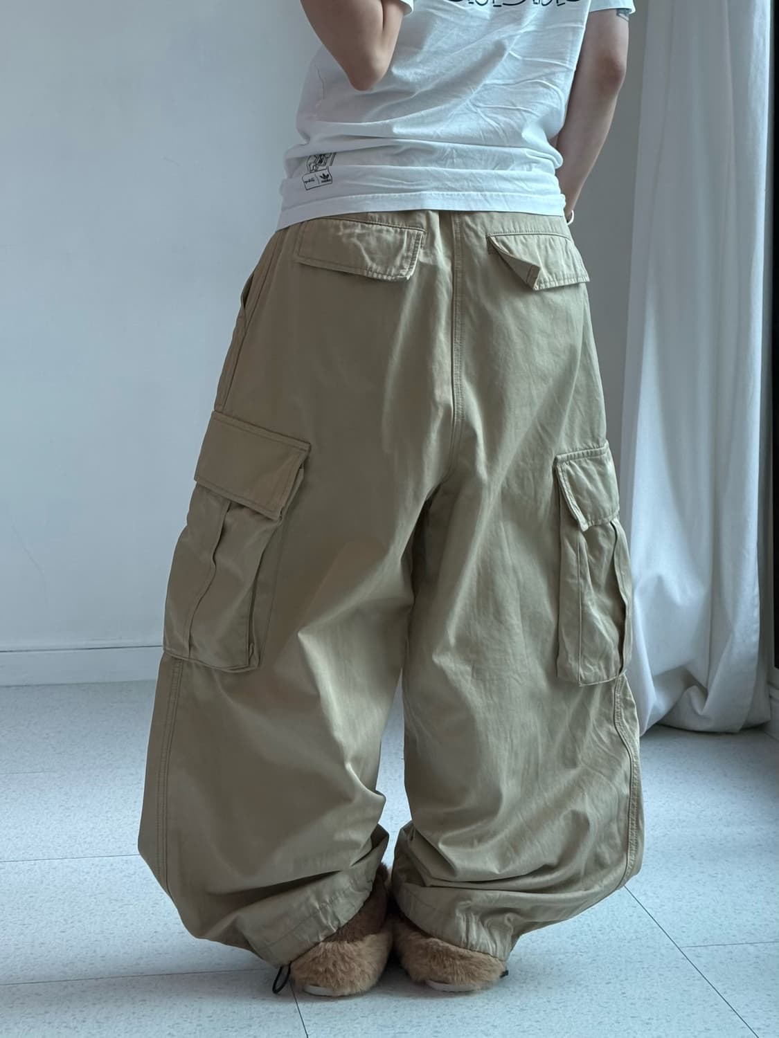 빈티지 베이지 와이드 카고팬츠 상품이미지4