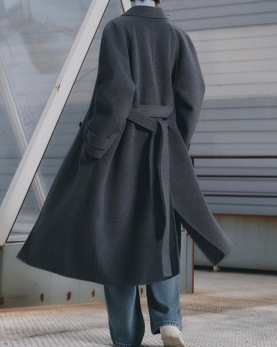 (울70%)미쏘 핸드메이드 벨티드 롱 코트 딥그레이 상품이미지2