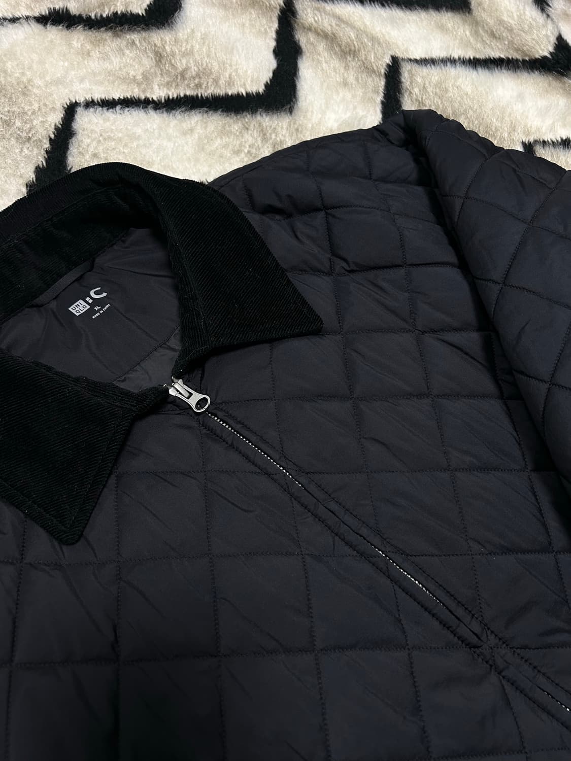 [XL]유니클로C 카라 코듀로이 퀄팅 자켓/블랙 상품이미지1