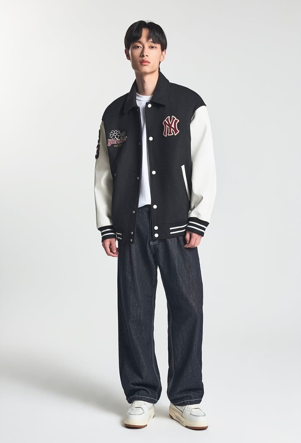 MLB 엠엘비 코리아 울 팝 카라 바시티 자켓 NY 블랙 XL 상품이미지2