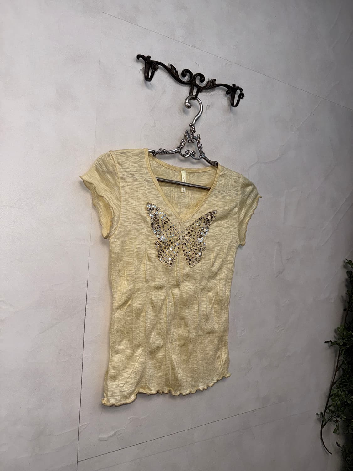 Lemon spangled butterfly half blouse 상품이미지3