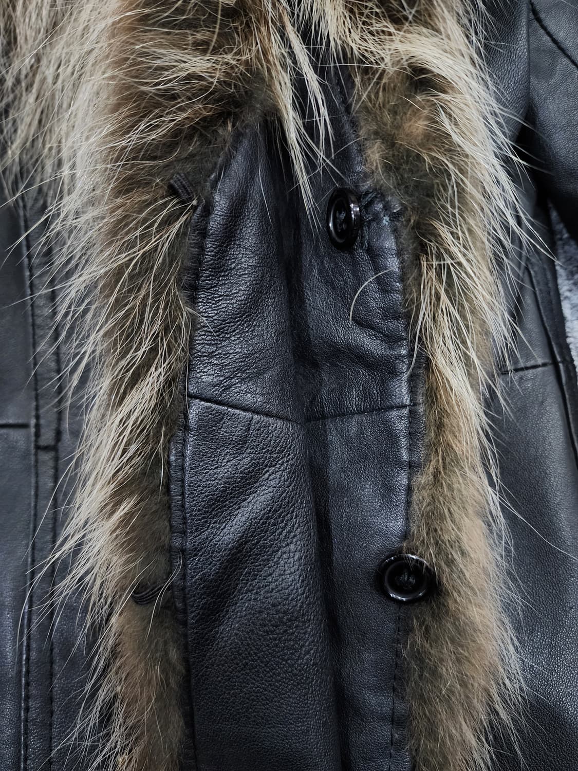 빈티지 양가죽 라쿤 퍼 가죽자켓 상품이미지6