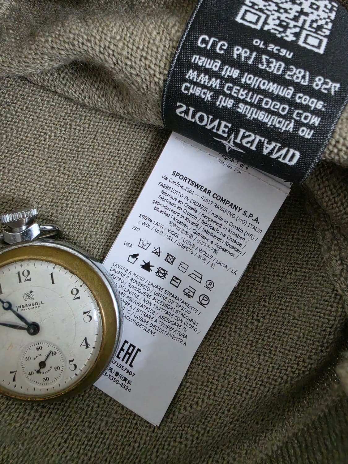 17AW 스톤 아일랜드 카키 그린울 니트 상품이미지6