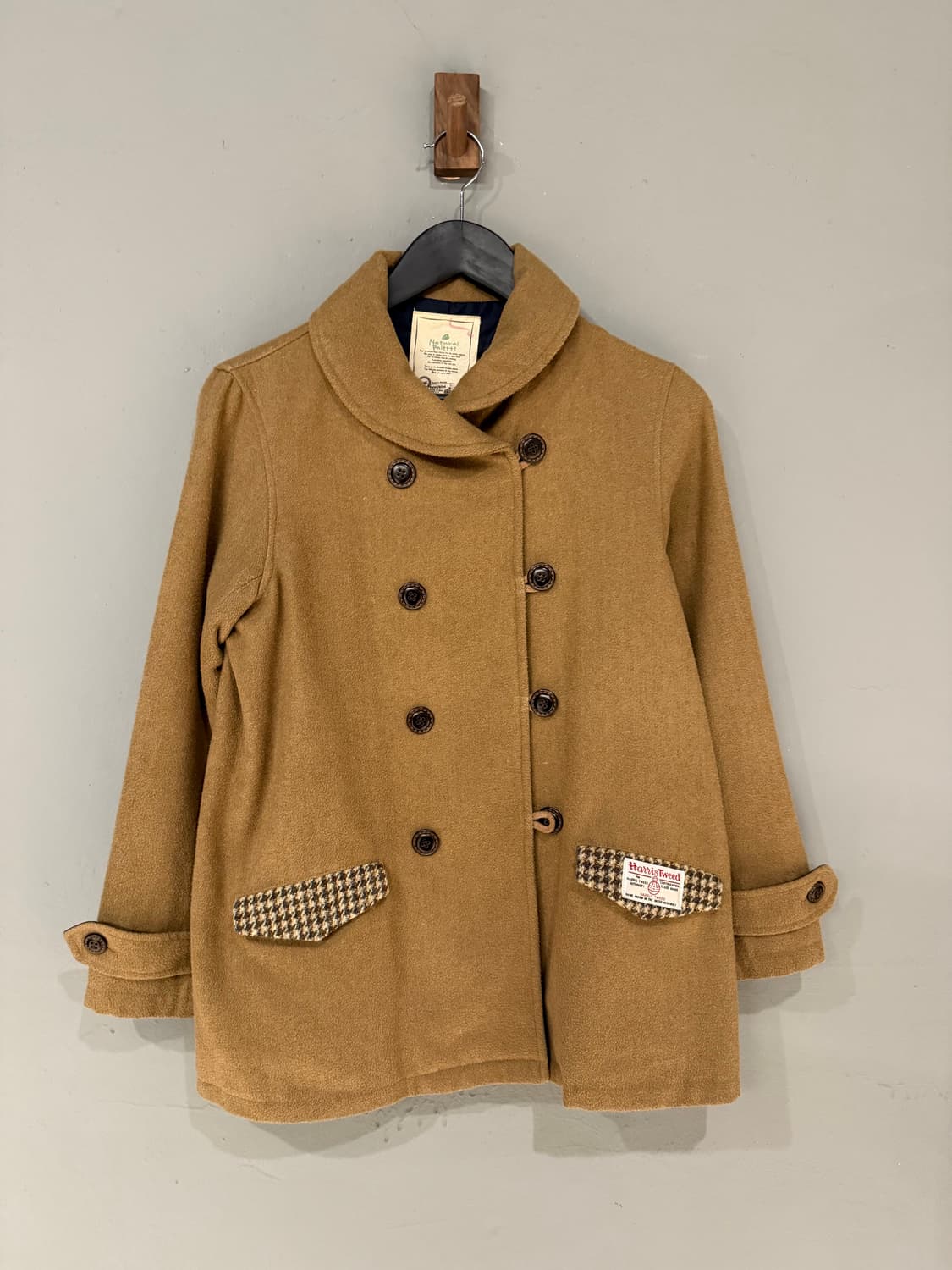 Harris tweed detail double button coat 상품이미지5