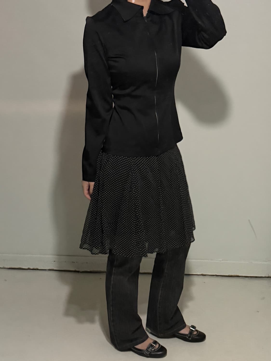 일본빈티지 블랙 텐션 셔츠자켓 상품이미지3