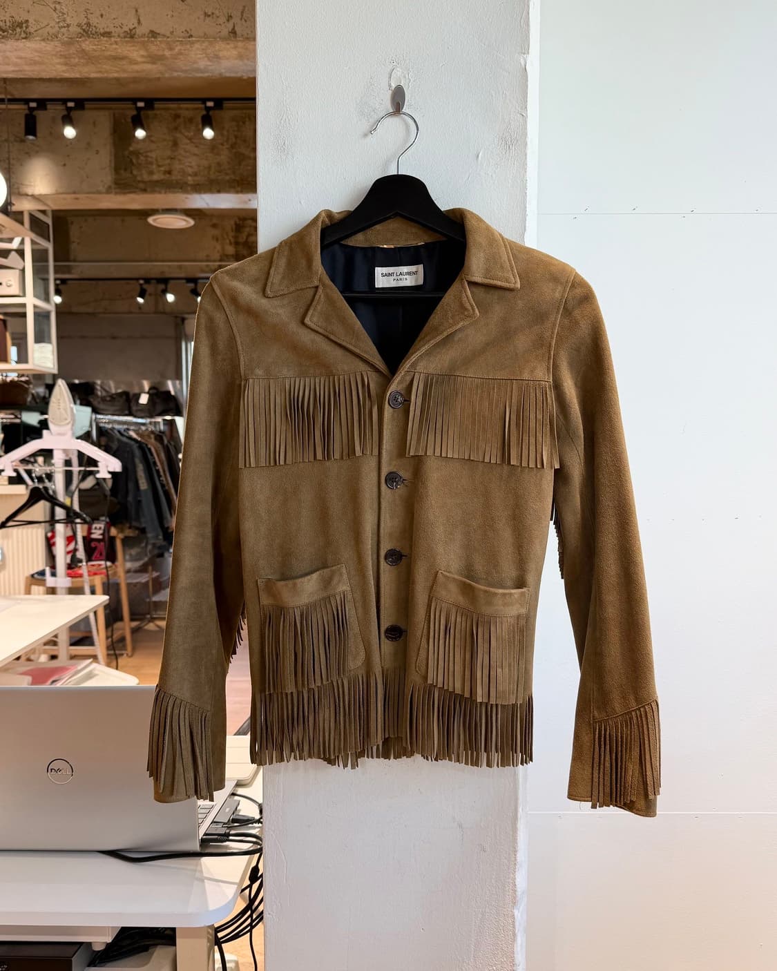 생로랑 브라운 스웨이드 프린지 자켓  상품이미지2