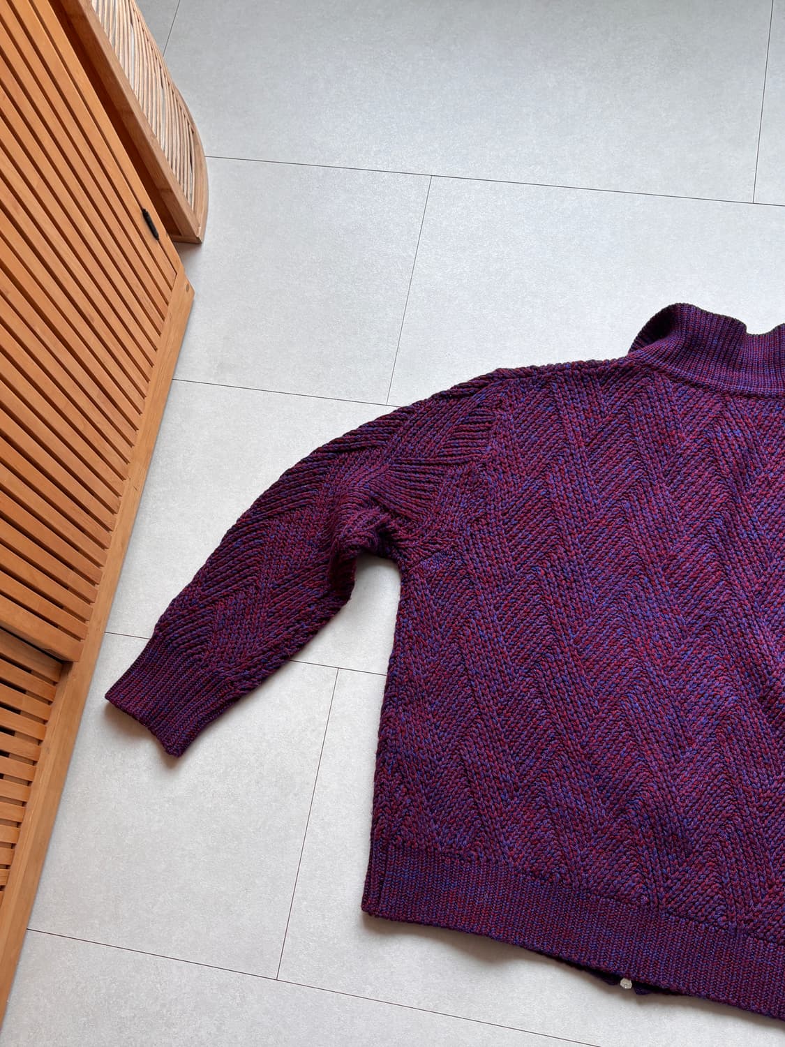 Wool Blend Purple Knit Zipup Cardigan L 상품이미지10