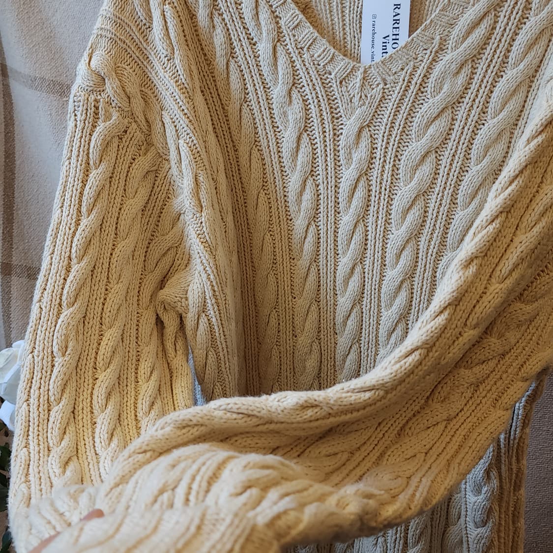 90s 폴로 랄프로렌 브이넥 코튼 케이블 핸드니트 L 상품이미지7