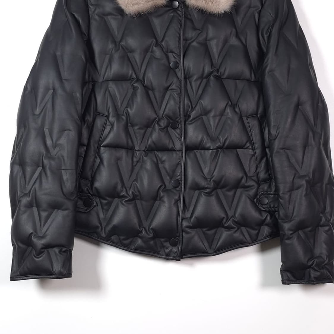 데스틸 밍크 퍼 카라 레더 덕다운 패딩 점퍼 55 상품이미지4